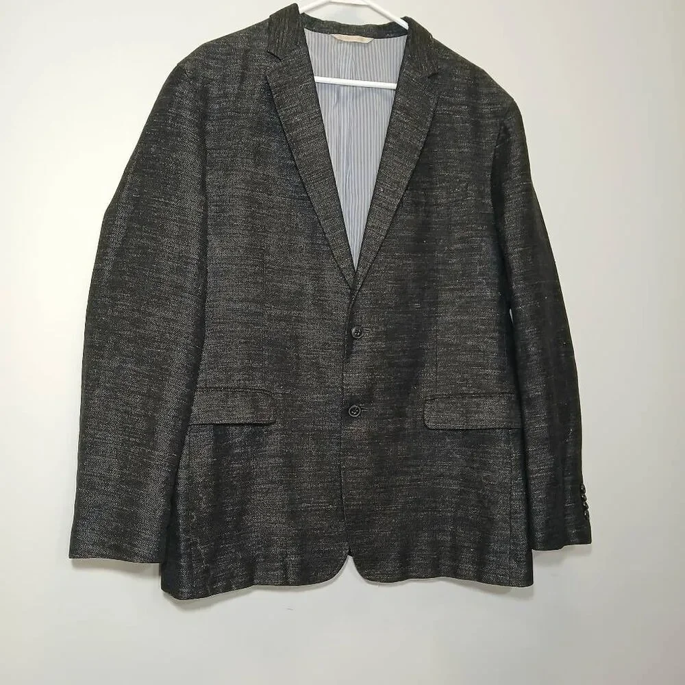 Banana republic mens 44R blazer heritage collection linen cotton dark gray